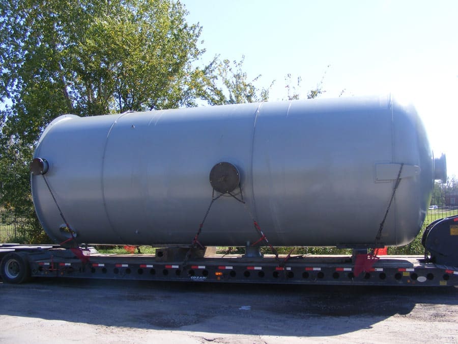 A custom fabricated metal container.